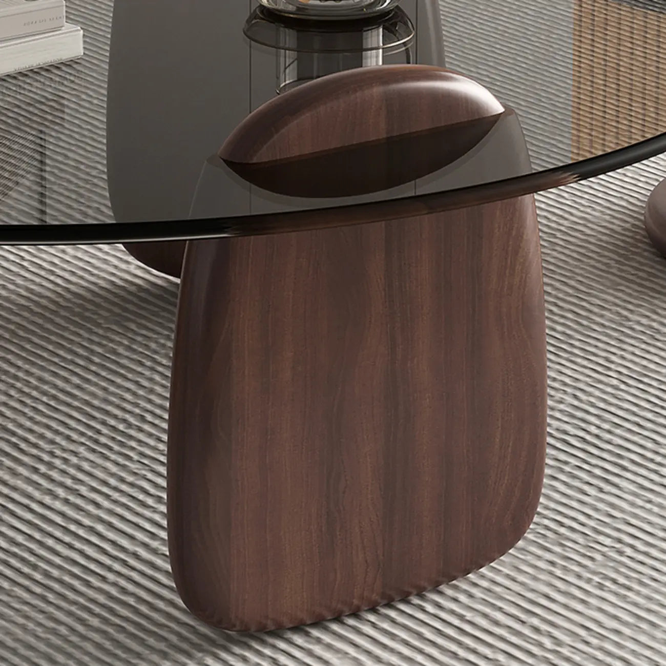 Table basse ronde moderne en verre avec piédestal