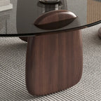 Table basse ronde moderne en verre avec piédestal