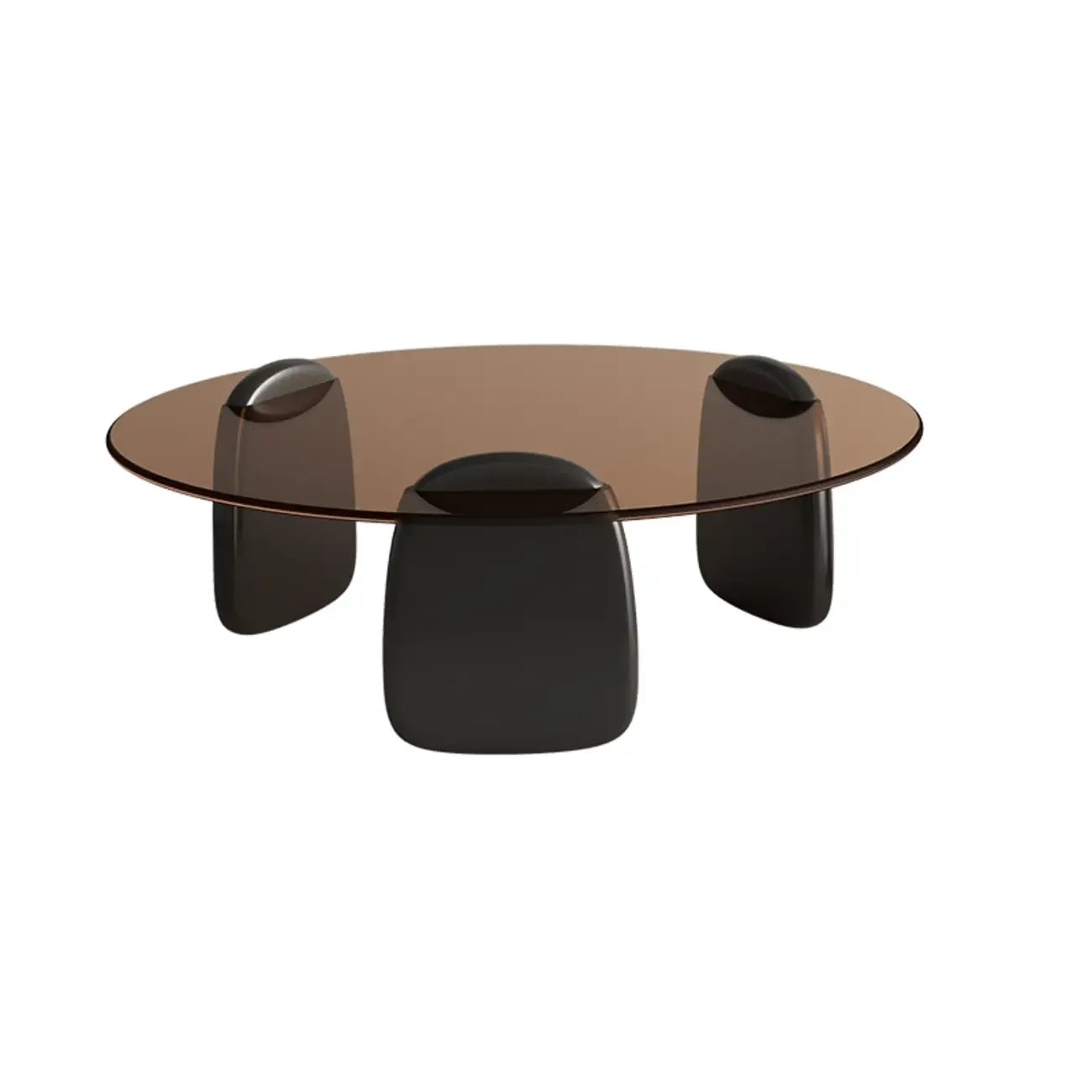 Table basse ronde moderne en verre avec piédestal