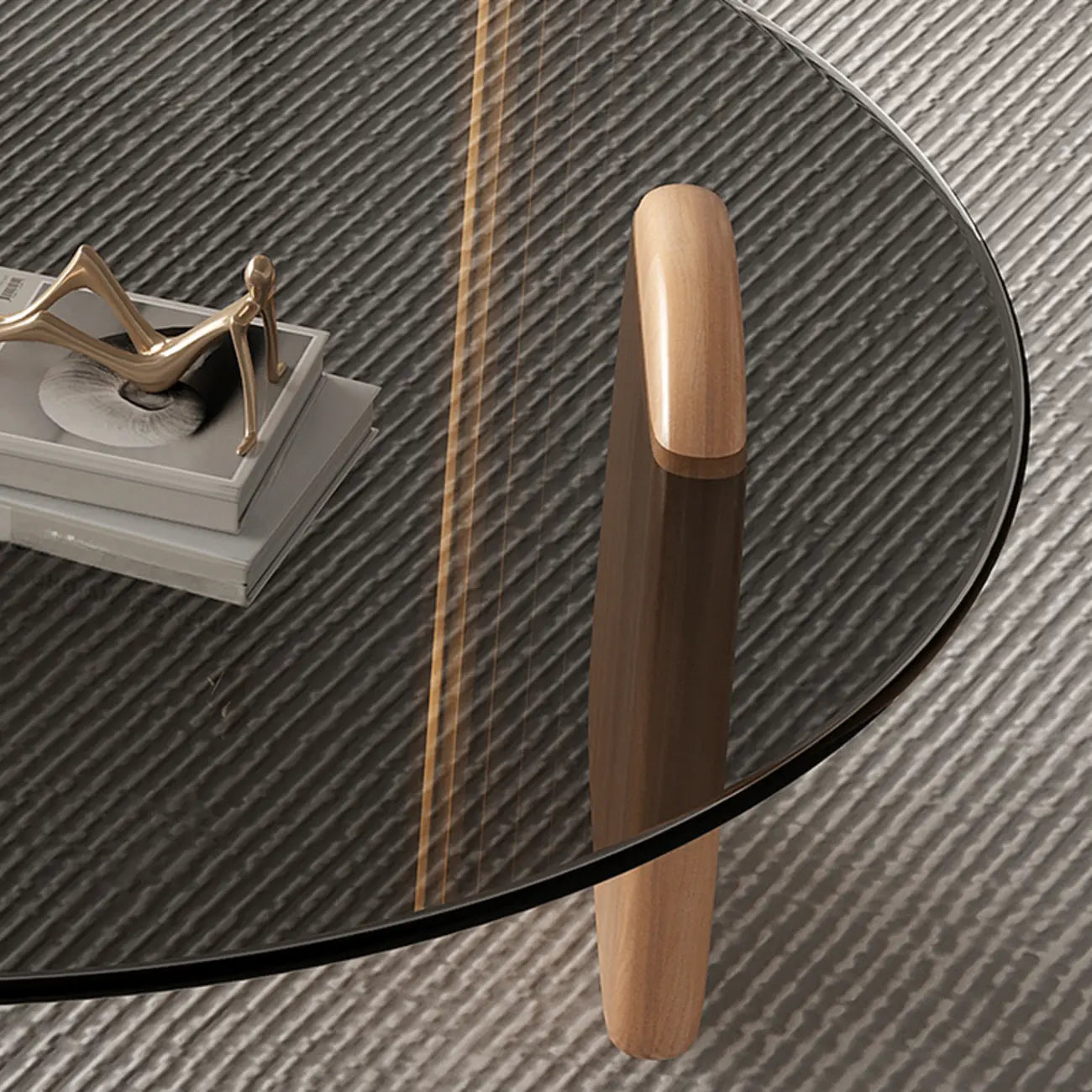 Table basse ronde moderne en verre avec piédestal