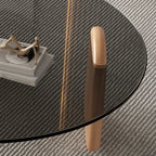 Table basse ronde moderne en verre avec piédestal