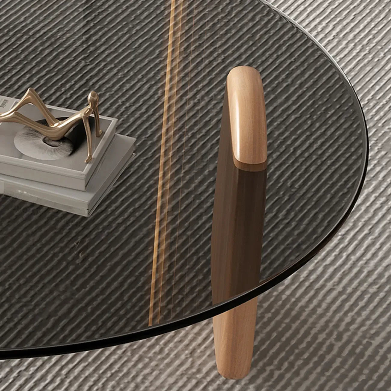 Table basse ronde moderne en verre avec piédestal