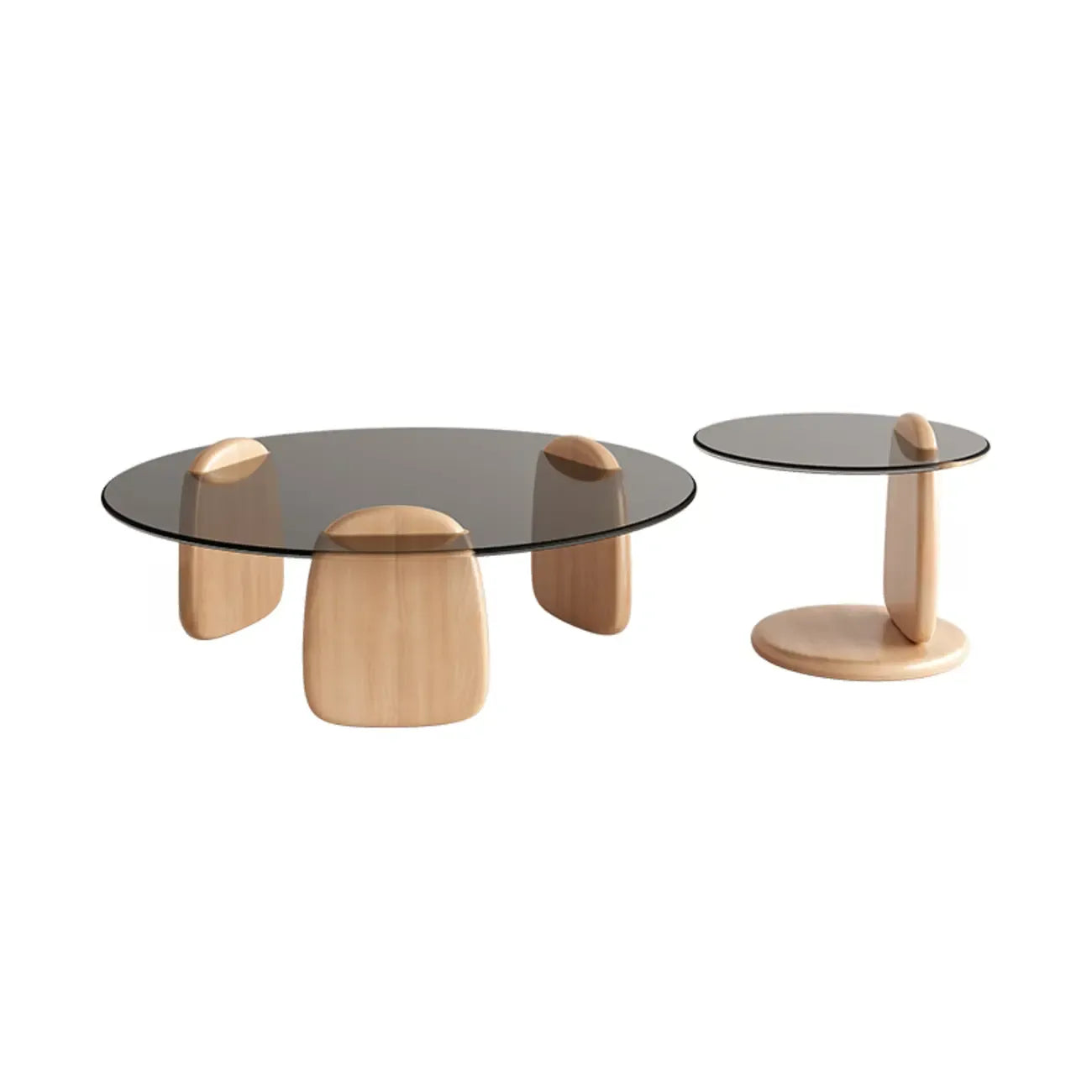 Table basse ronde moderne en verre avec piédestal