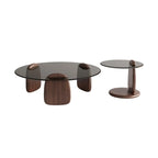 Table basse ronde moderne en verre avec piédestal