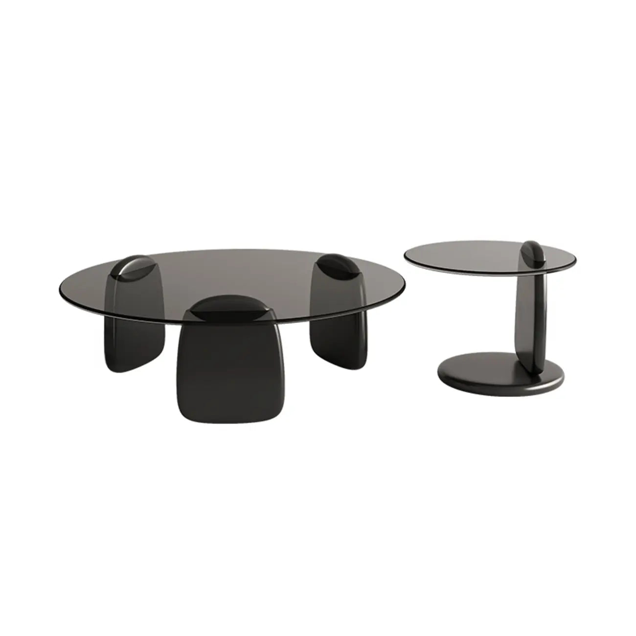 Table basse ronde moderne en verre avec piédestal