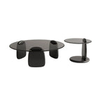 Table basse ronde moderne en verre avec piédestal