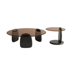 Table basse ronde moderne en verre avec piédestal