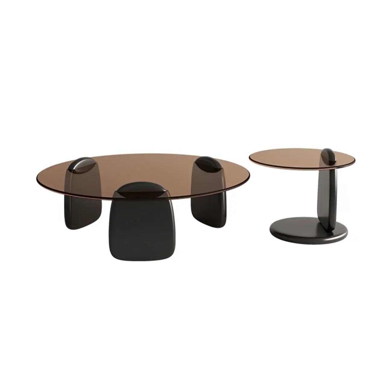 Table basse ronde moderne en verre avec piédestal