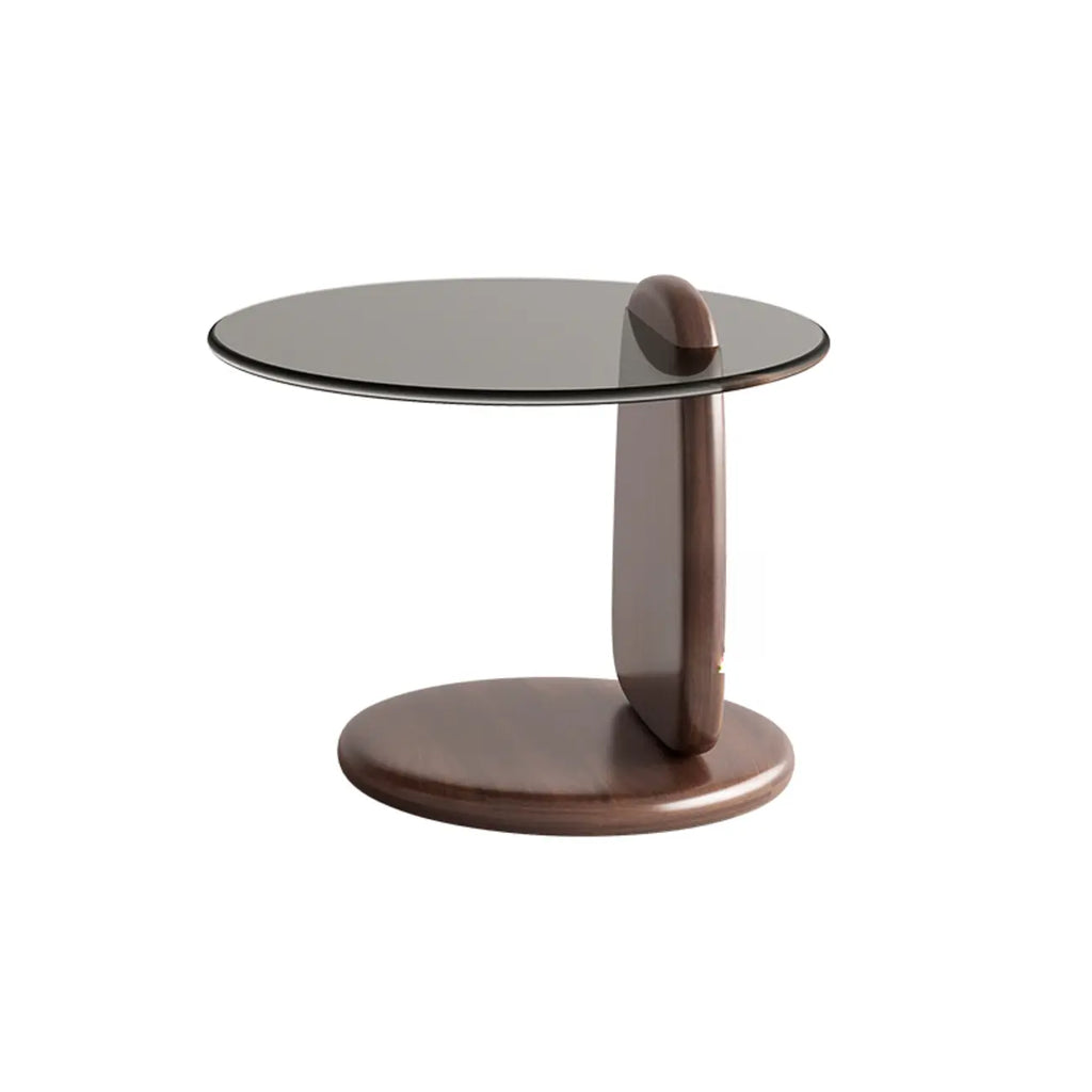 Table basse ronde moderne en verre avec piédestal