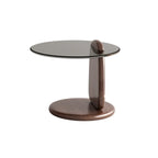 Table basse ronde moderne en verre avec piédestal