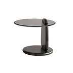 Table basse ronde moderne en verre avec piédestal