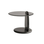 Table basse ronde moderne en verre avec piédestal