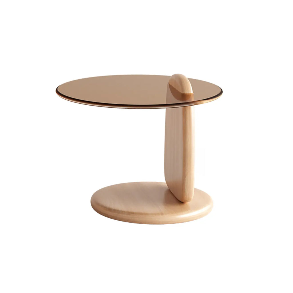 Table basse ronde moderne en verre avec piédestal