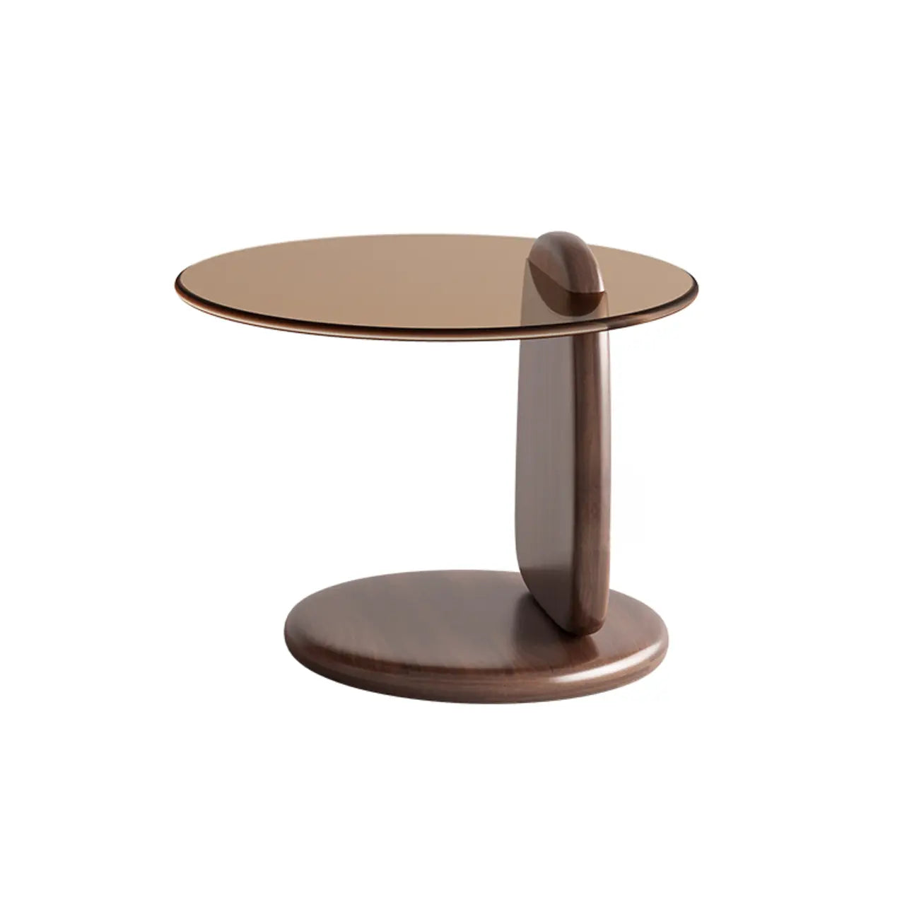 Table basse ronde moderne en verre avec piédestal