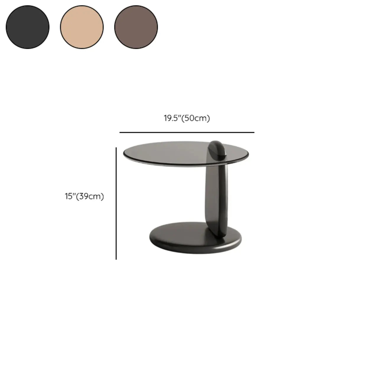 Table basse ronde moderne en verre avec piédestal