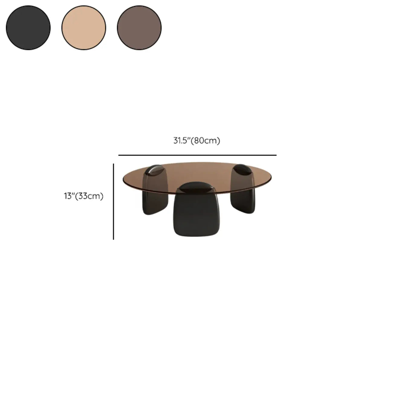 Table basse ronde moderne en verre avec piédestal