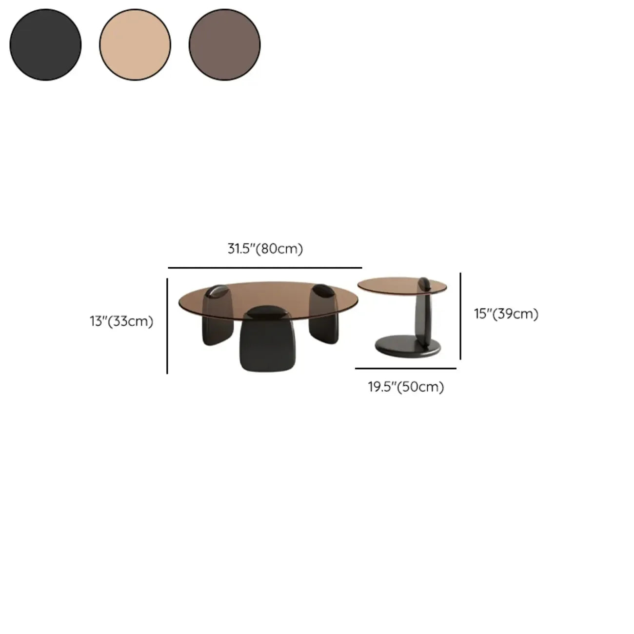 Table basse ronde moderne en verre avec piédestal