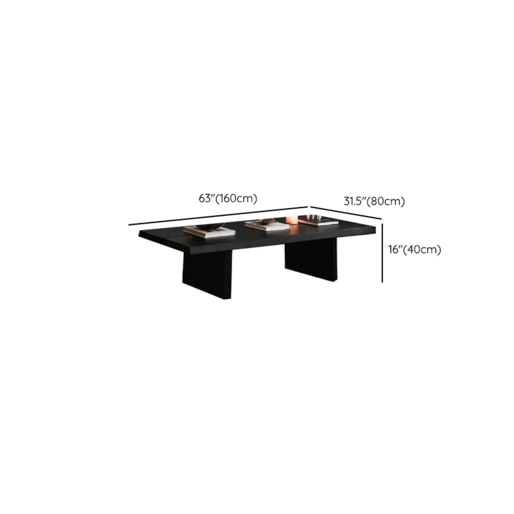 Table basse rectangulaire moderne en frêne avec piètement traîneau