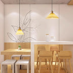 Suspension plissée beige moderne pour salle à manger