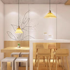 Suspension plissée beige moderne pour salle à manger
