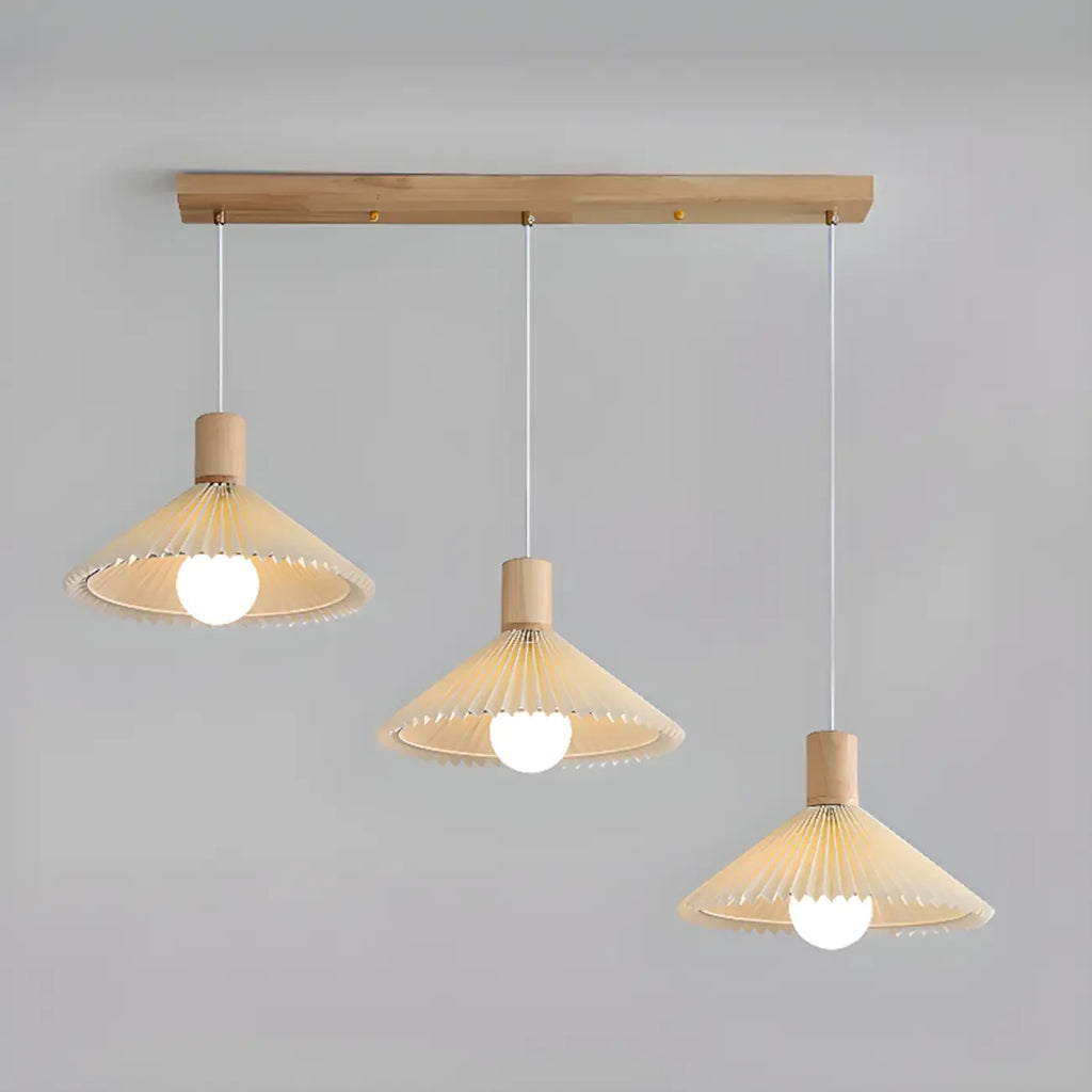 Suspension plissée beige moderne pour salle à manger