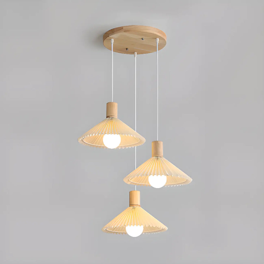 Suspension plissée beige moderne pour salle à manger