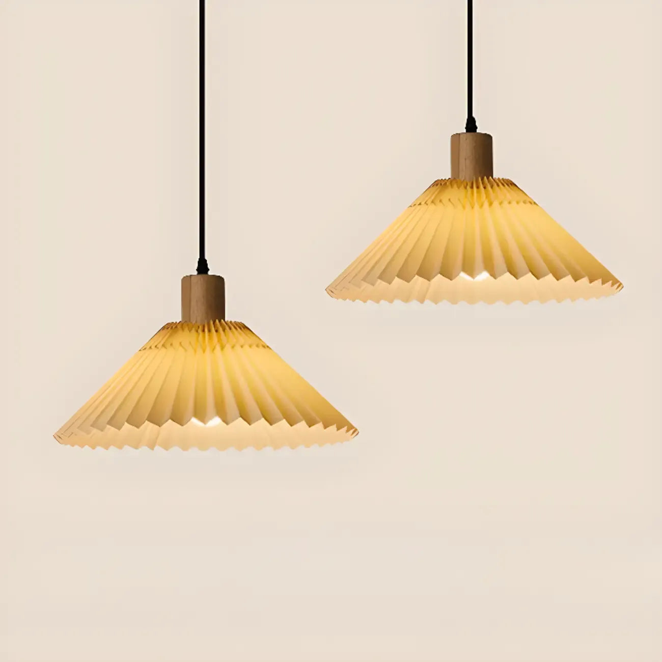 Suspension plissée beige moderne pour salle à manger