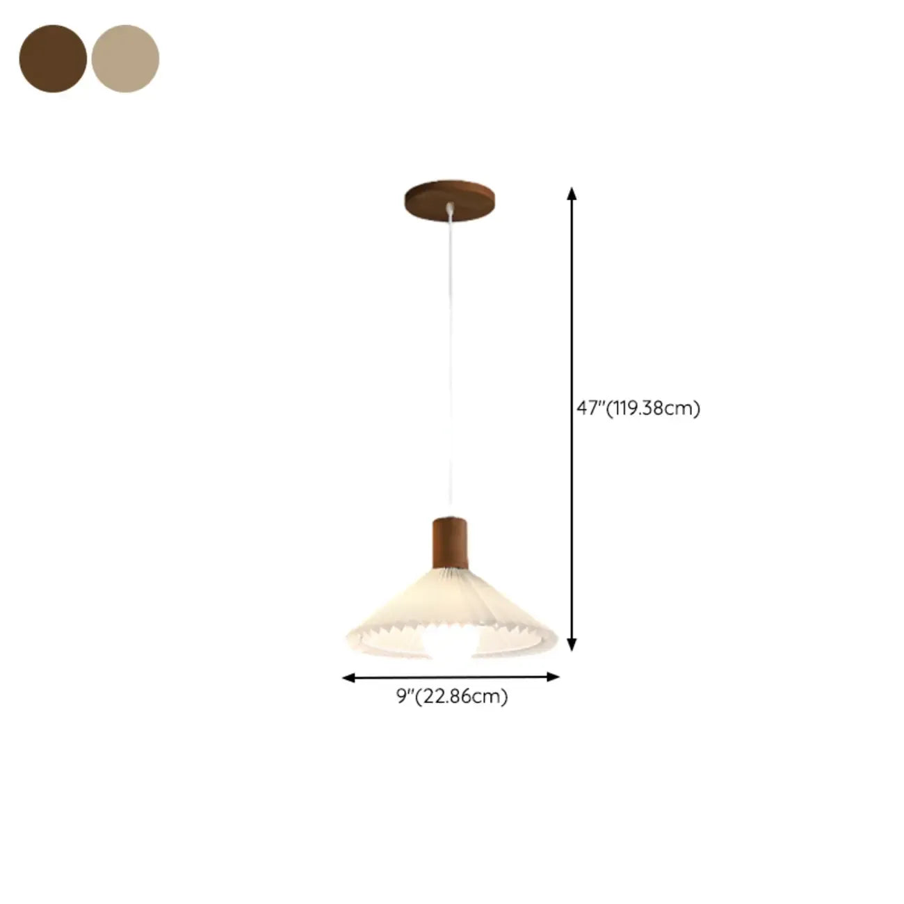 Suspension plissée beige moderne pour salle à manger