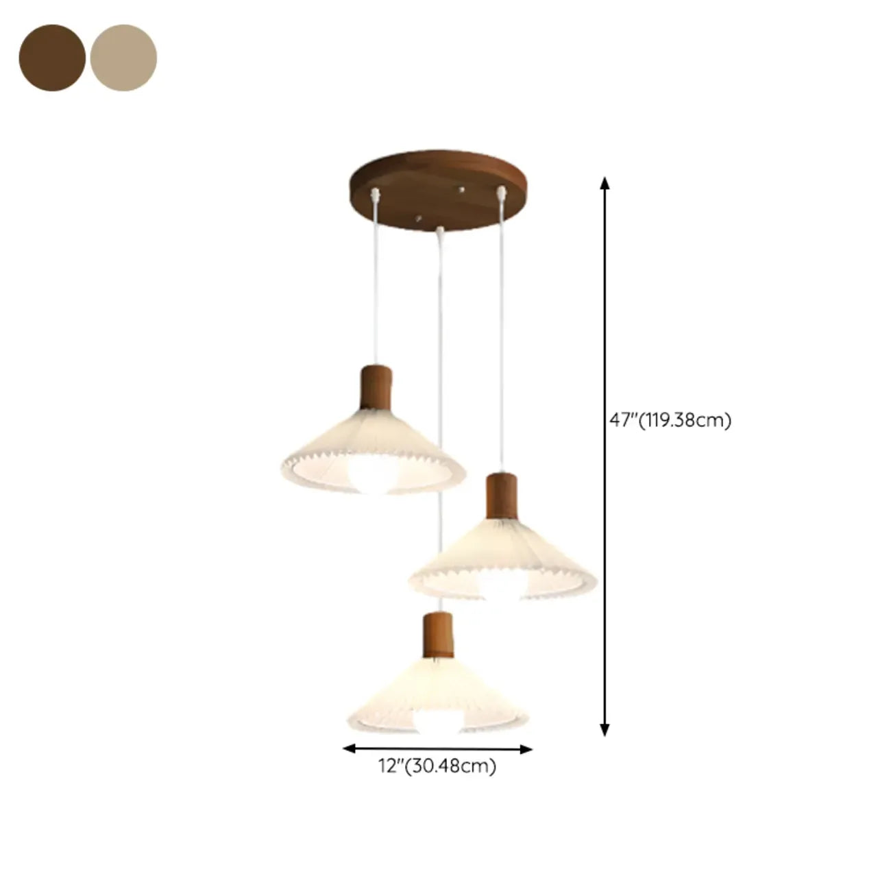 Suspension plissée beige moderne pour salle à manger