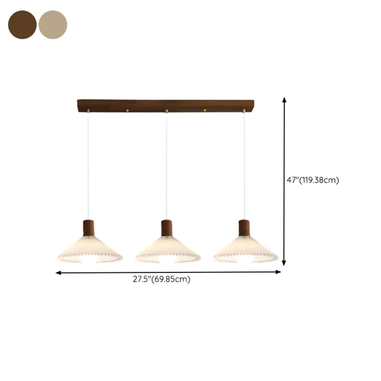 Suspension plissée beige moderne pour salle à manger