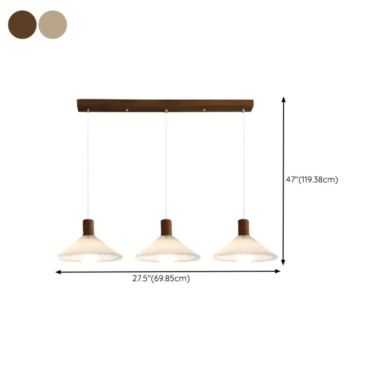 Suspension plissée beige moderne pour salle à manger