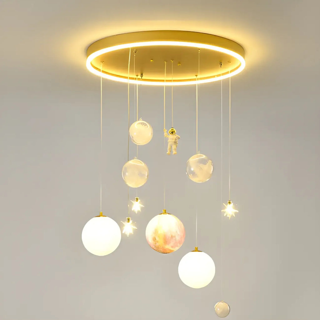 Suspension lumineuse Glam LED Planet à 7 lumières pour chambre d'enfant