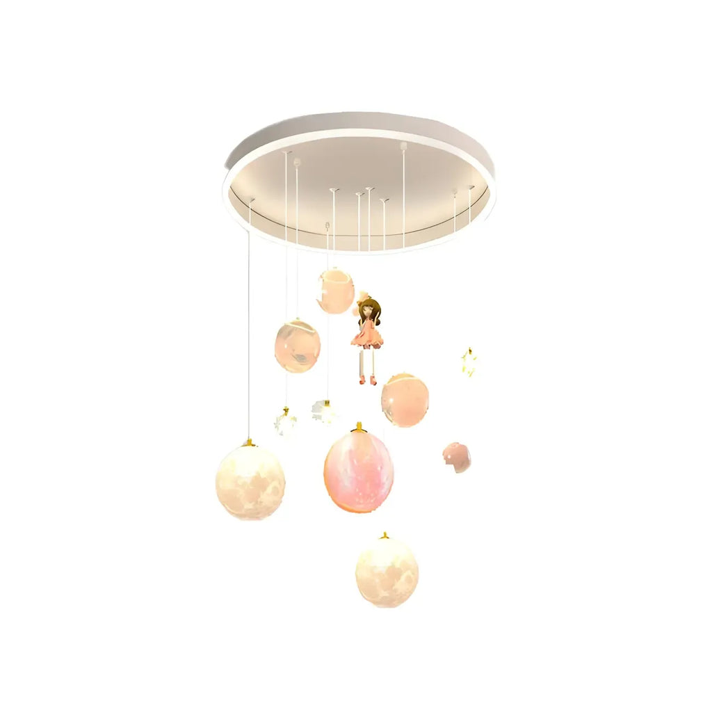 Suspension lumineuse Glam LED Planet à 7 lumières pour chambre d'enfant