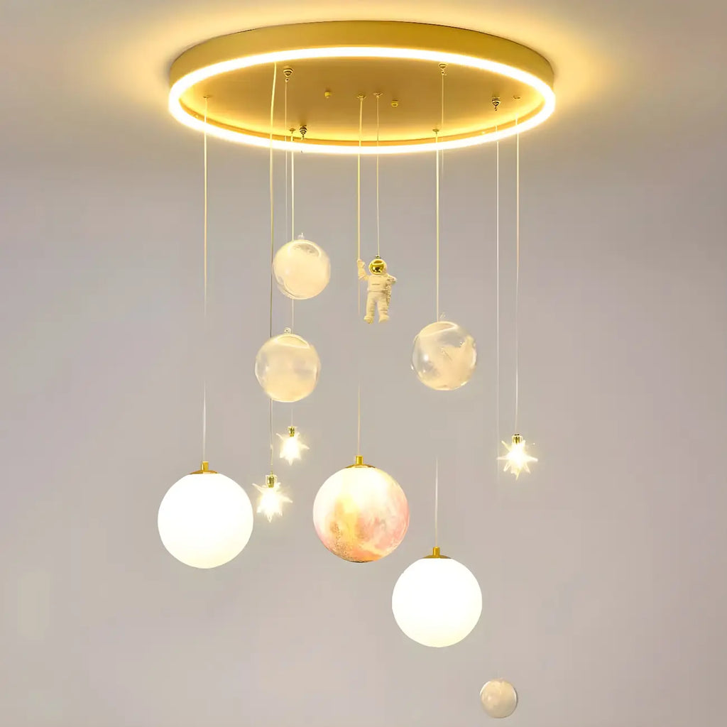 Suspension lumineuse Glam LED Planet à 7 lumières pour chambre d'enfant