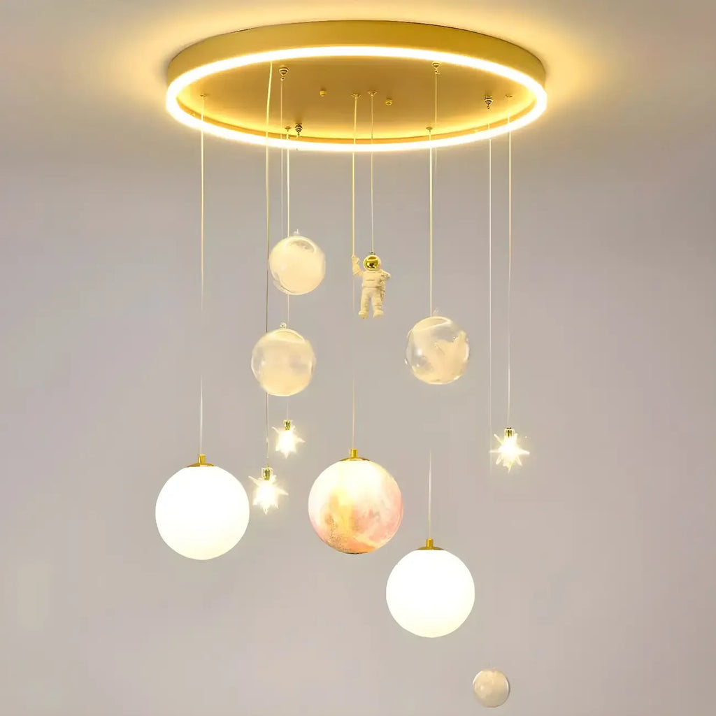 Suspension lumineuse Glam LED Planet à 7 lumières pour chambre d'enfant
