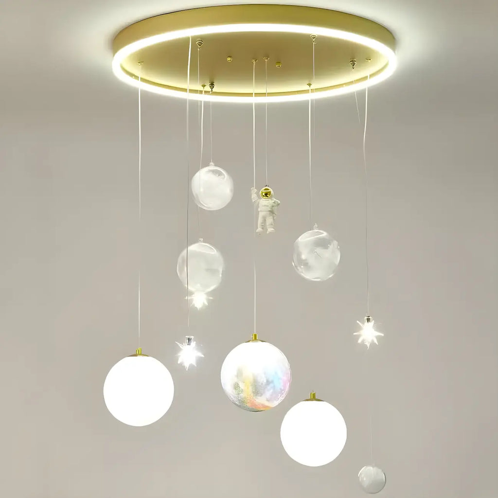 Suspension lumineuse Glam LED Planet à 7 lumières pour chambre d'enfant