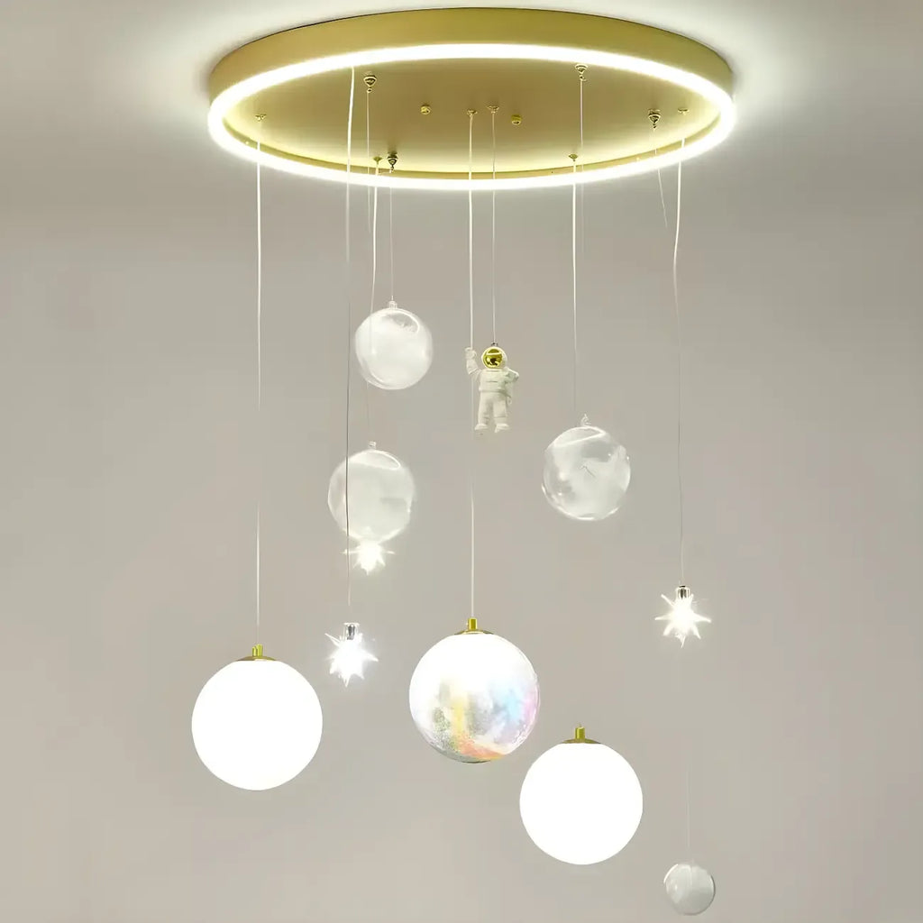 Suspension lumineuse Glam LED Planet à 7 lumières pour chambre d'enfant