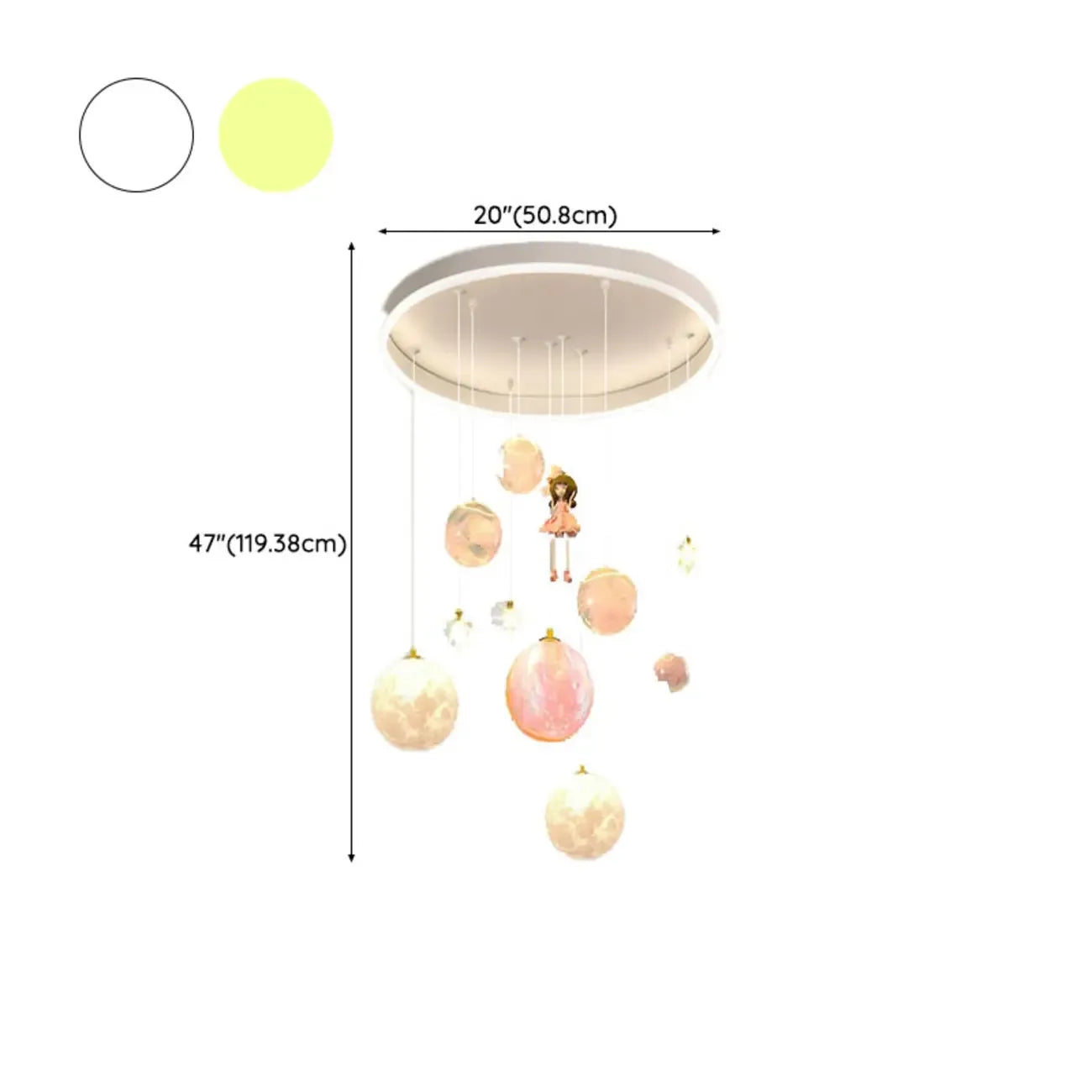 Suspension lumineuse Glam LED Planet à 7 lumières pour chambre d'enfant