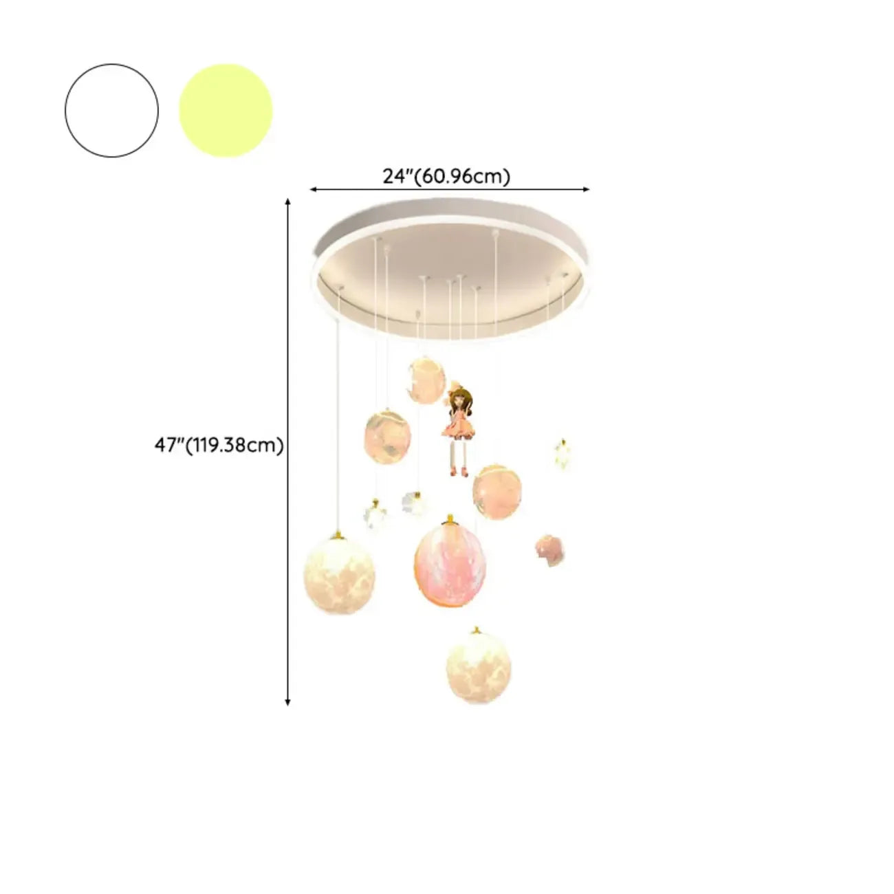 Suspension lumineuse Glam LED Planet à 7 lumières pour chambre d'enfant