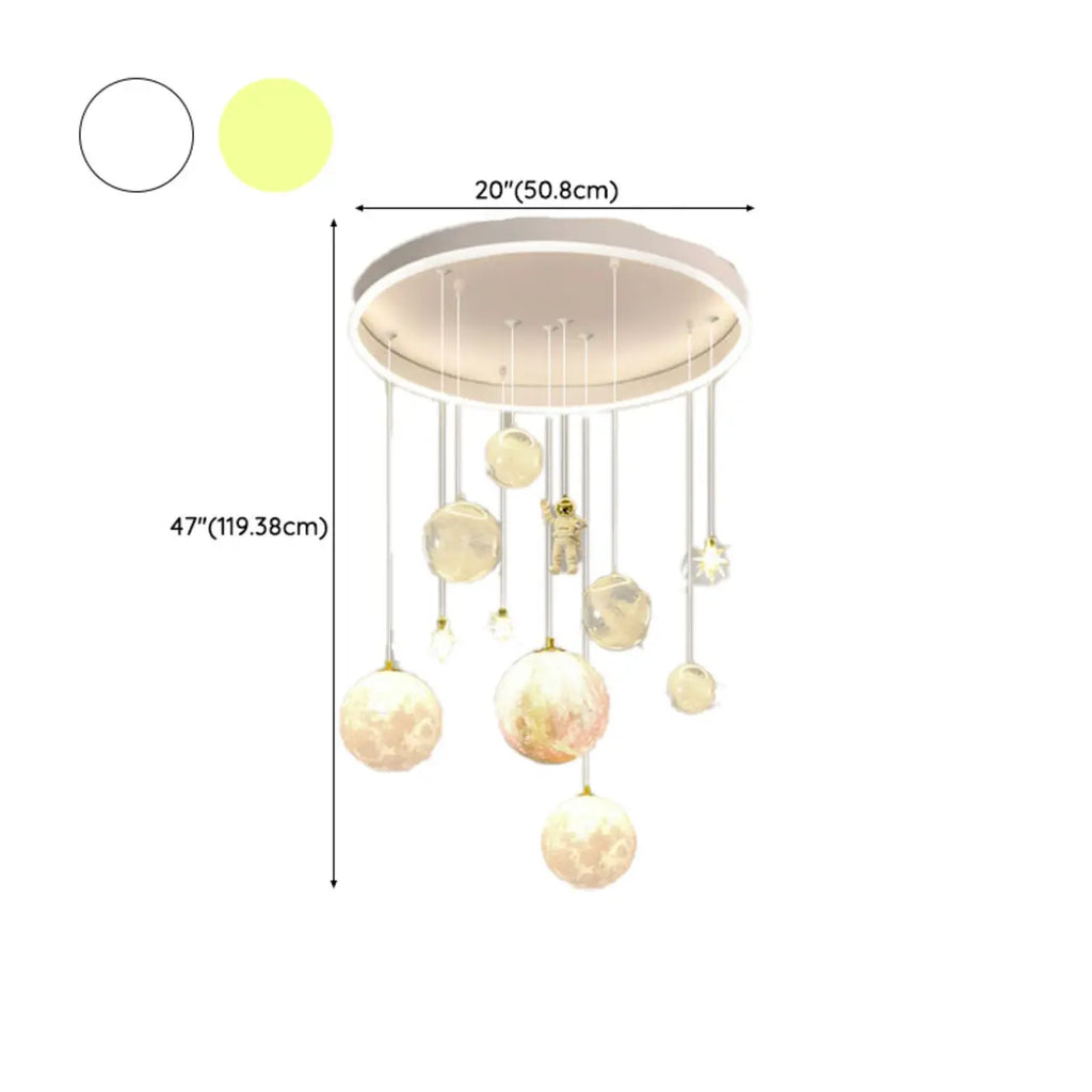 Suspension lumineuse Glam LED Planet à 7 lumières pour chambre d'enfant