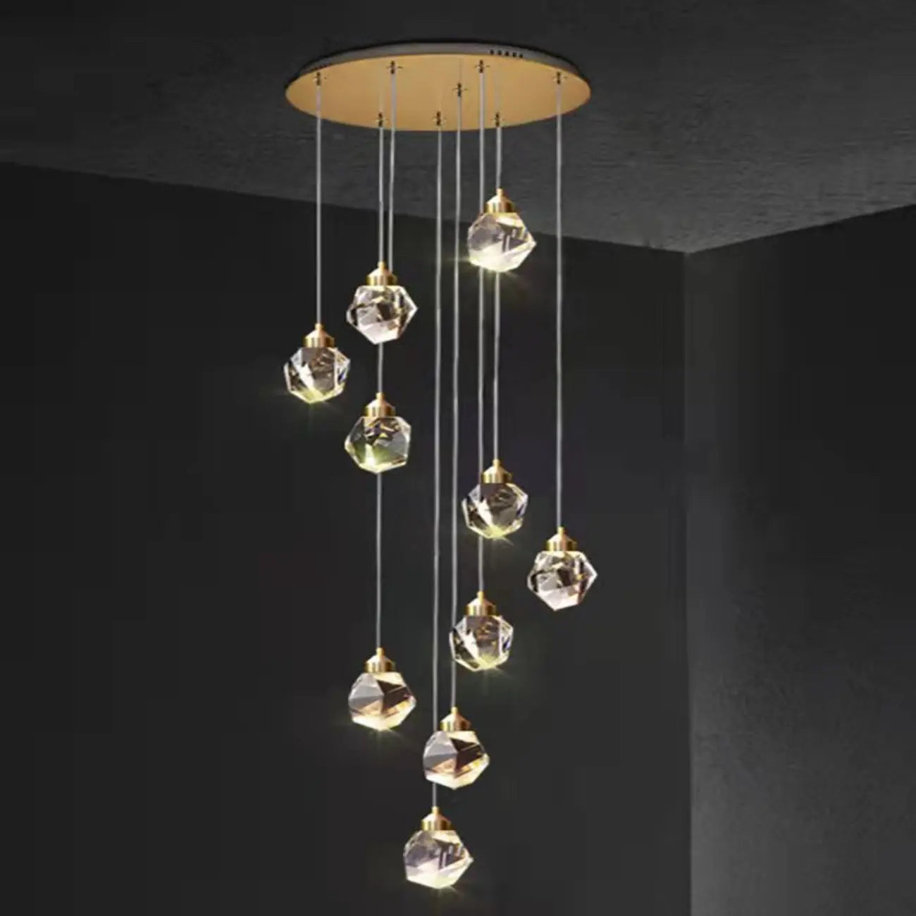 Lustre suspendu moderne en cristal de verre et LED pour la maison