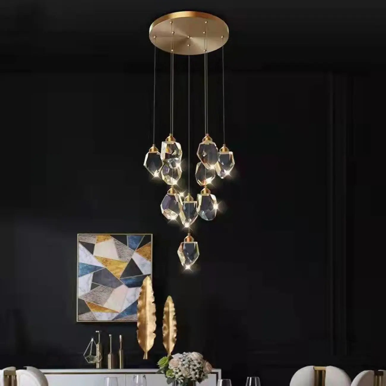 Lustre suspendu moderne en cristal de verre et LED pour la maison