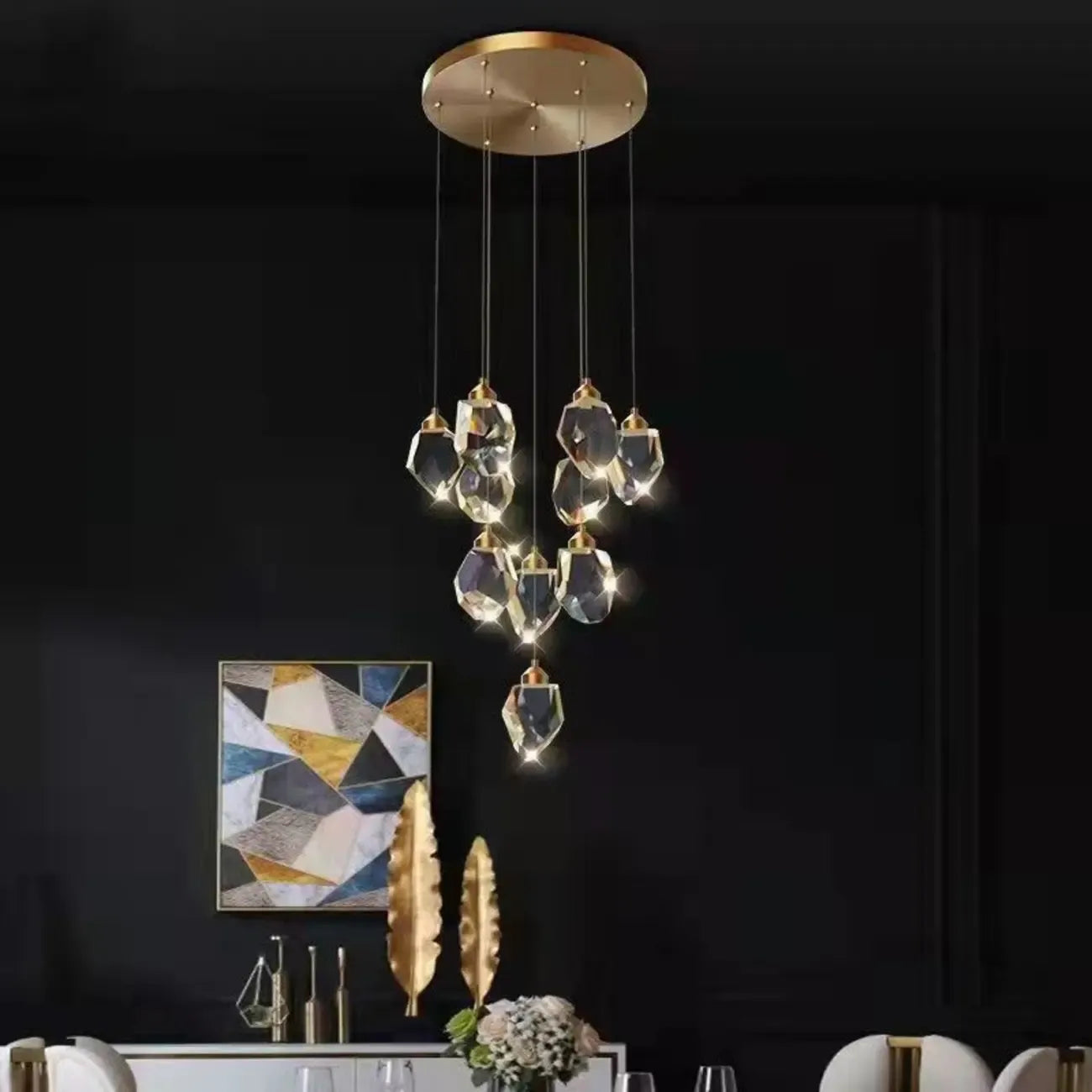 Lustre suspendu moderne en cristal de verre et LED pour la maison