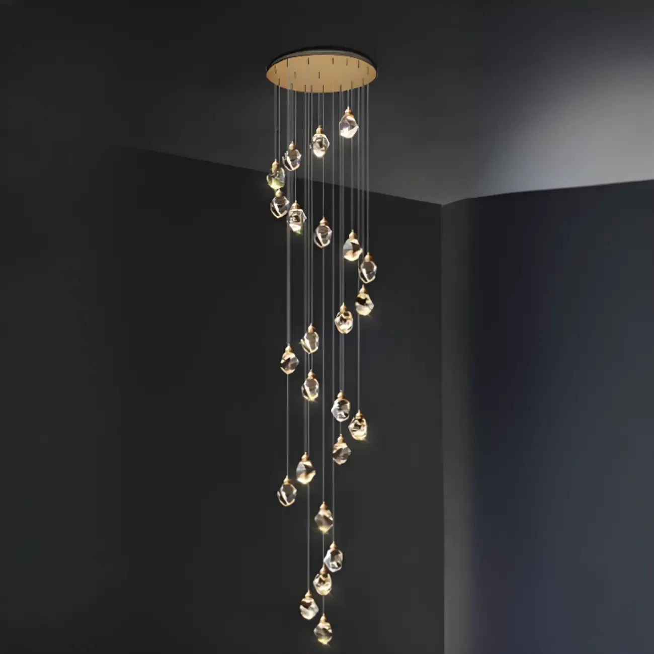 Lustre suspendu moderne en cristal de verre et LED pour la maison