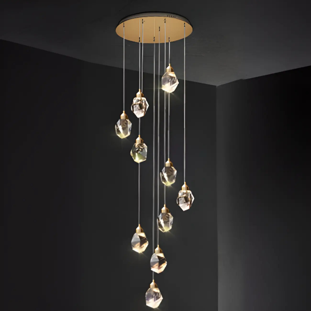 Lustre suspendu moderne en cristal de verre et LED pour la maison