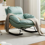 Fauteuil à bascule moderne en cuir bleu pour intérieur