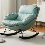 Fauteuil à bascule moderne en cuir bleu pour intérieur