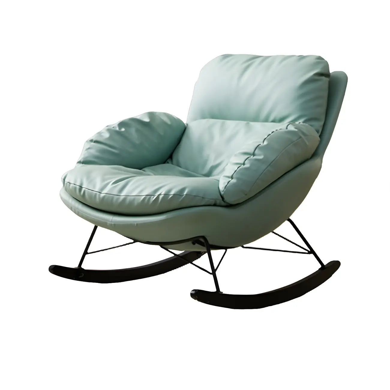 Fauteuil à bascule moderne en cuir bleu pour intérieur