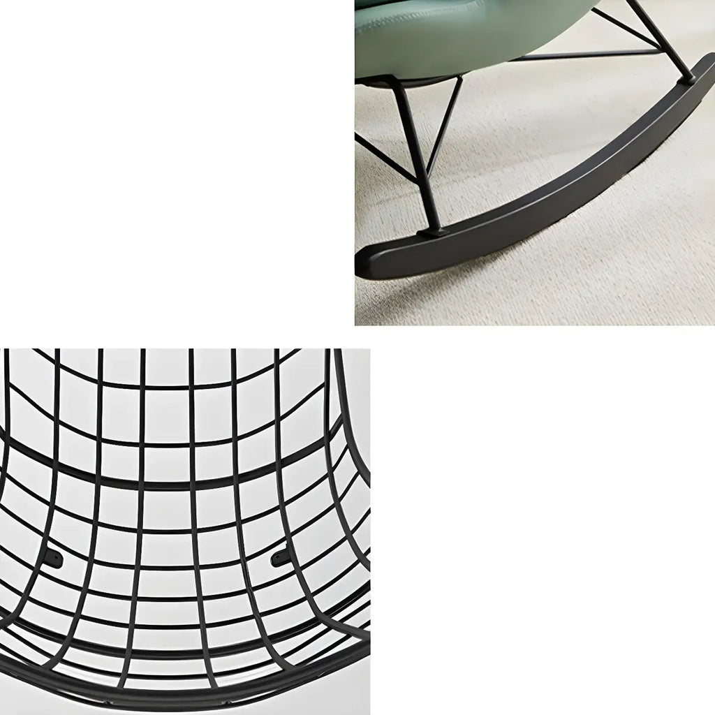 Fauteuil à bascule moderne en cuir bleu pour intérieur