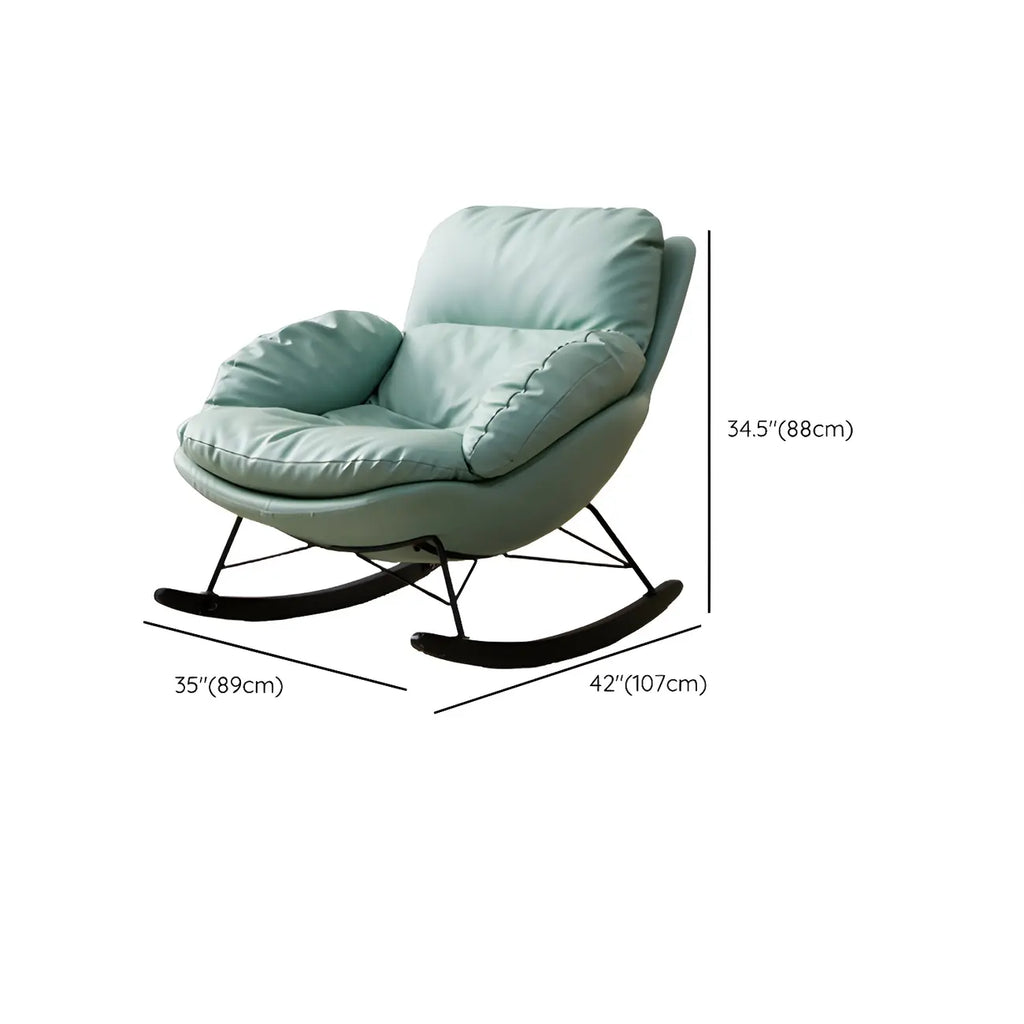 Fauteuil à bascule moderne en cuir bleu pour intérieur